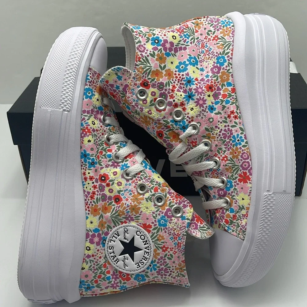 Converse WMNS Platform Sneakers A14968C CTAS MOVE HI WHITE/CACTUS BUD
